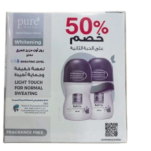مزيل عرق رول المفتح المقاوم للتعرق غير معطر كت (50% خصم على الحبة الثانية)من بيور بيوتي 60 مل