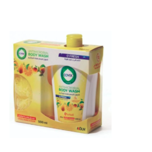 غسول الجسم مضاد للجراثيم انتعاش يدوم طويلا بالليمون مع ليفة من كوفيكس 500 مل