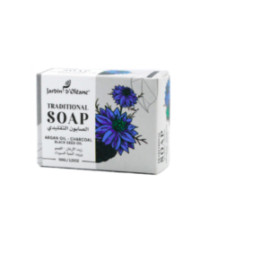 الصابون التقليدي بزيت الارجان والفحم وزيت الحبة السوداء من جاردن دي اوليان 100ج