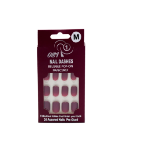 او بي ون اظافر لاصقة ملونة وسط (OB-10) - 24 ظفر