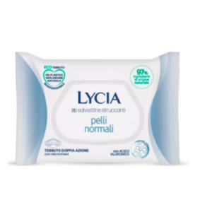 ليسيا مناديل إزالة المكياج للوجه والعينين مع حمض الهيالورونيك نسيج طبيعي عبوة 20 قطعة