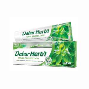 دابر معجون أسنان الأعشاب مع فرشاة برائحة الريحان - 150 جم